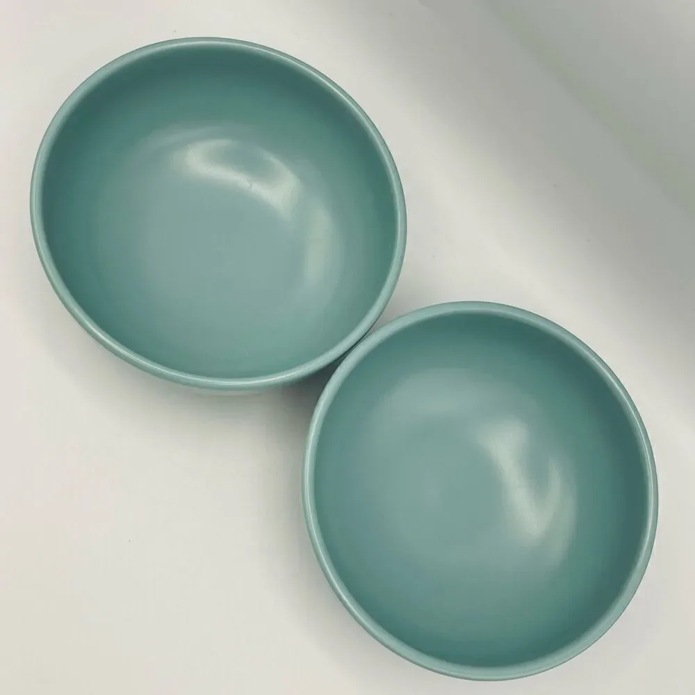 Crate&Barrel Blue Hue Matte Coupe Soup Cereal Bowls (2)